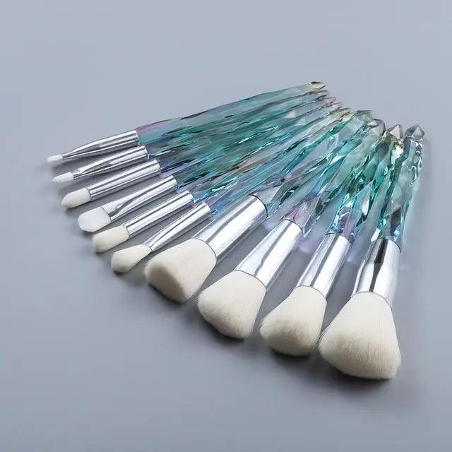 Ensemble de Pinceaux de Maquillage en Cristal de Luxe - 10 Pièces