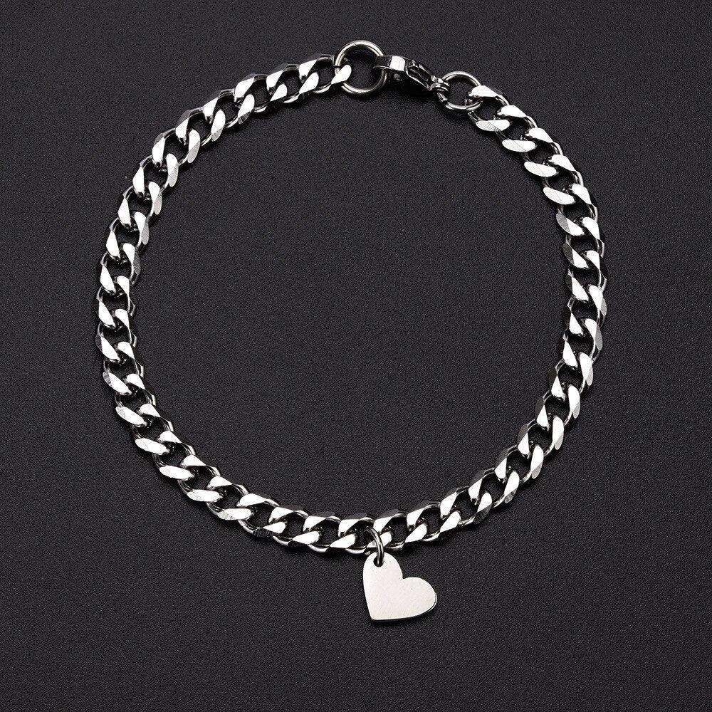 Luxury Heart-Shaped Couple Bracelet - Adjustable Stainless Steel
