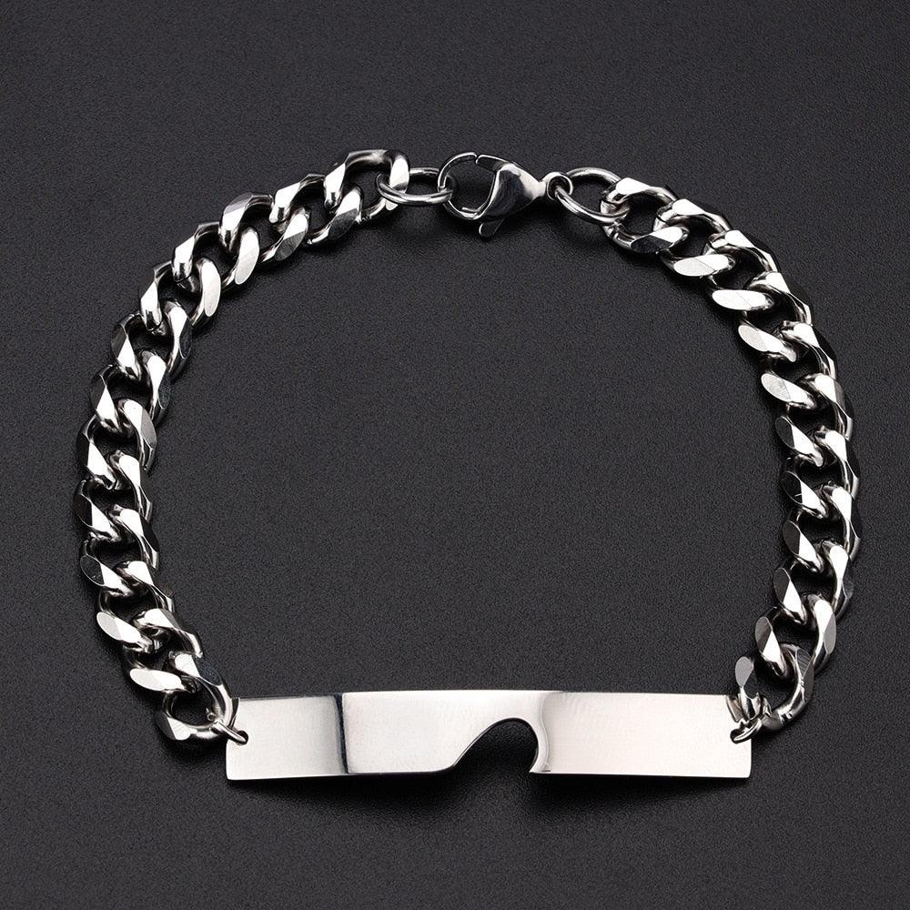 Luxury Heart-Shaped Couple Bracelet - Adjustable Stainless Steel