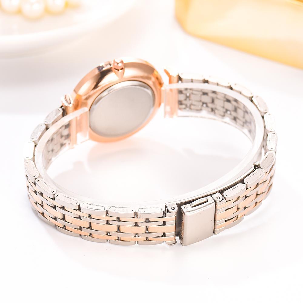 Montre à Quartz Élégante Bicolore en Diamant pour Femmes