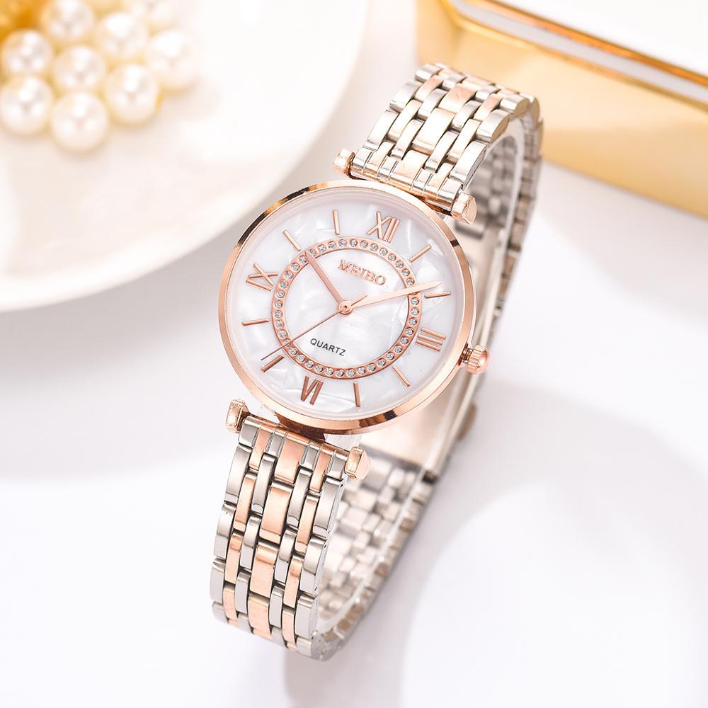 Montre à Quartz Élégante Bicolore en Diamant pour Femmes