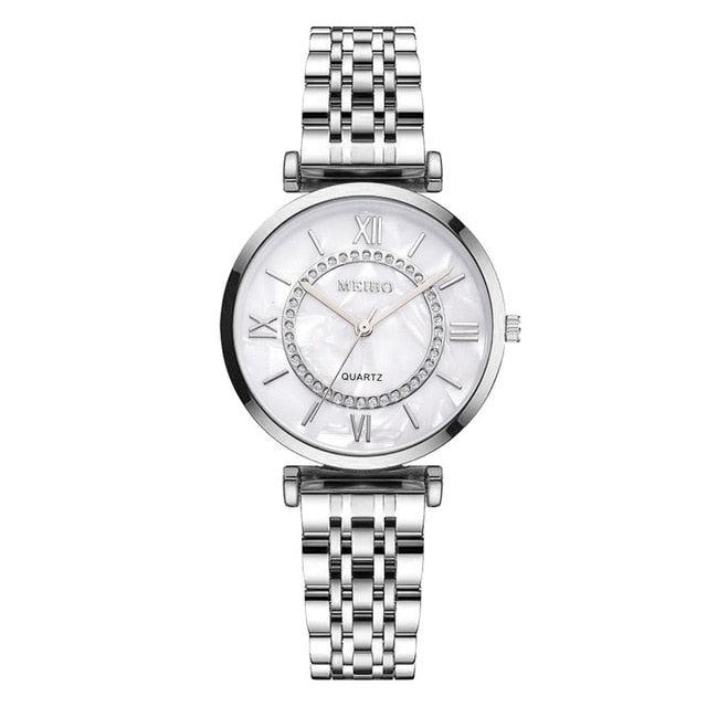 Montre à Quartz Élégante Bicolore en Diamant pour Femmes