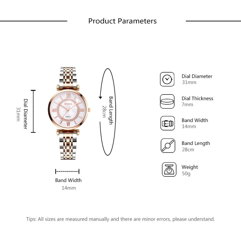 Montre à Quartz Élégante Bicolore en Diamant pour Femmes