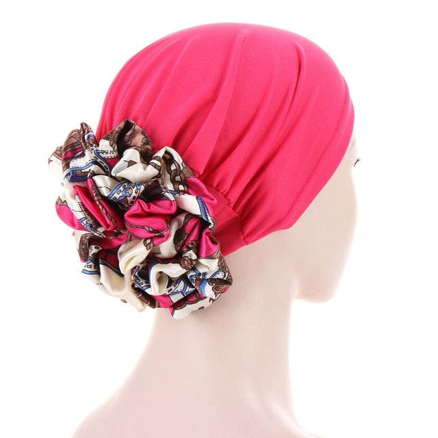 Elegant Lightweight Black Flower Turban for Women