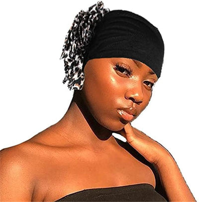 Elegant Lightweight Black Flower Turban for Women