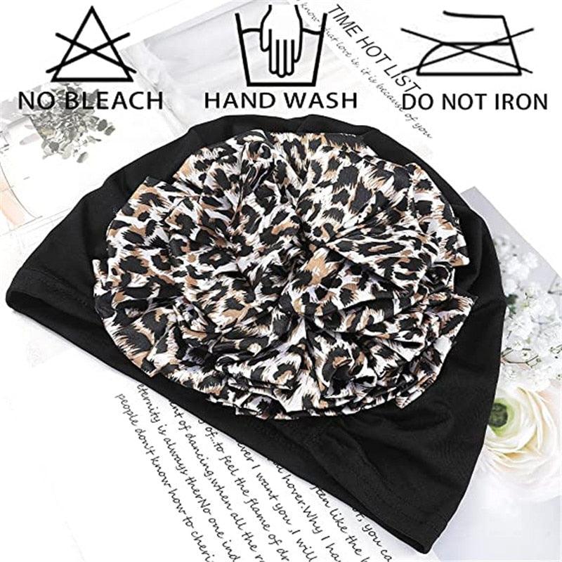 Elegant Lightweight Black Flower Turban for Women