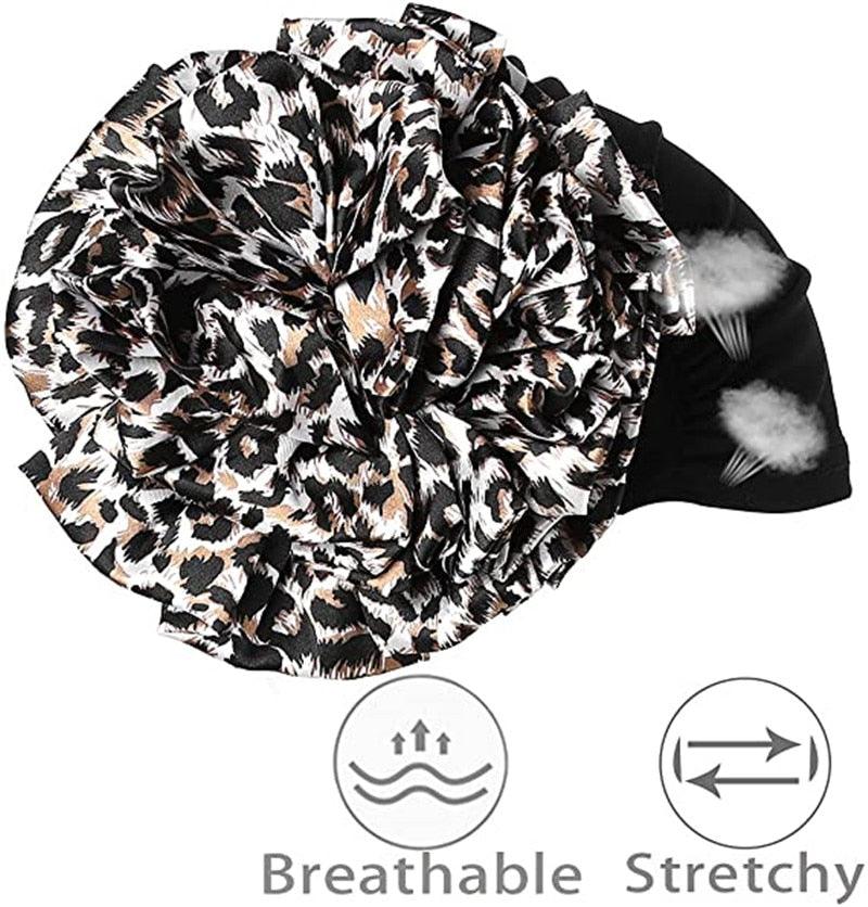 Elegant Lightweight Black Flower Turban for Women