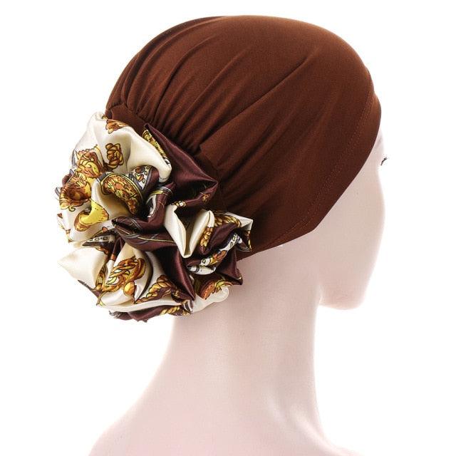 Elegant Lightweight Black Flower Turban for Women