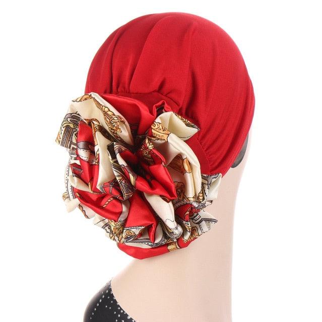 Elegant Lightweight Black Flower Turban for Women