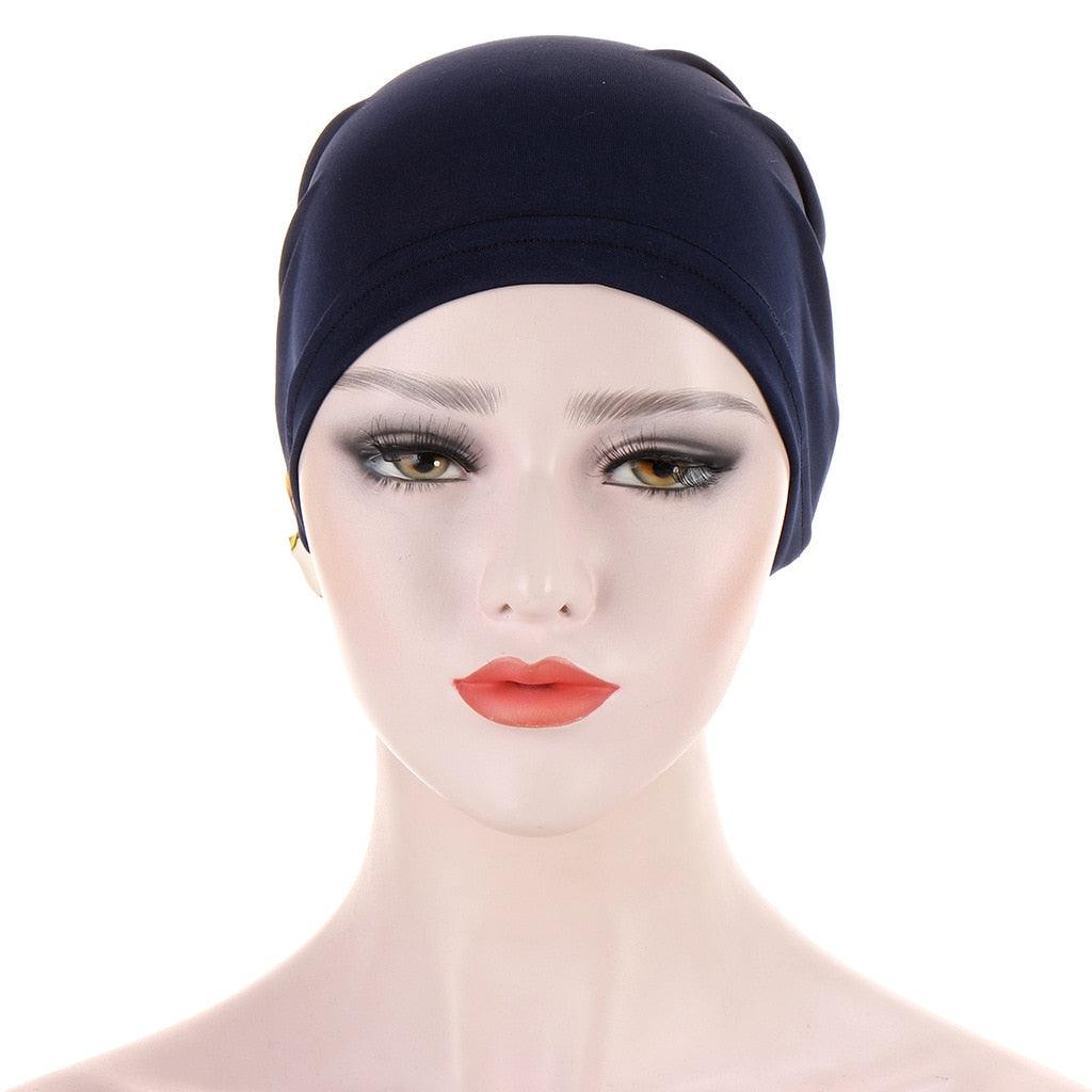 Elegant Lightweight Black Flower Turban for Women