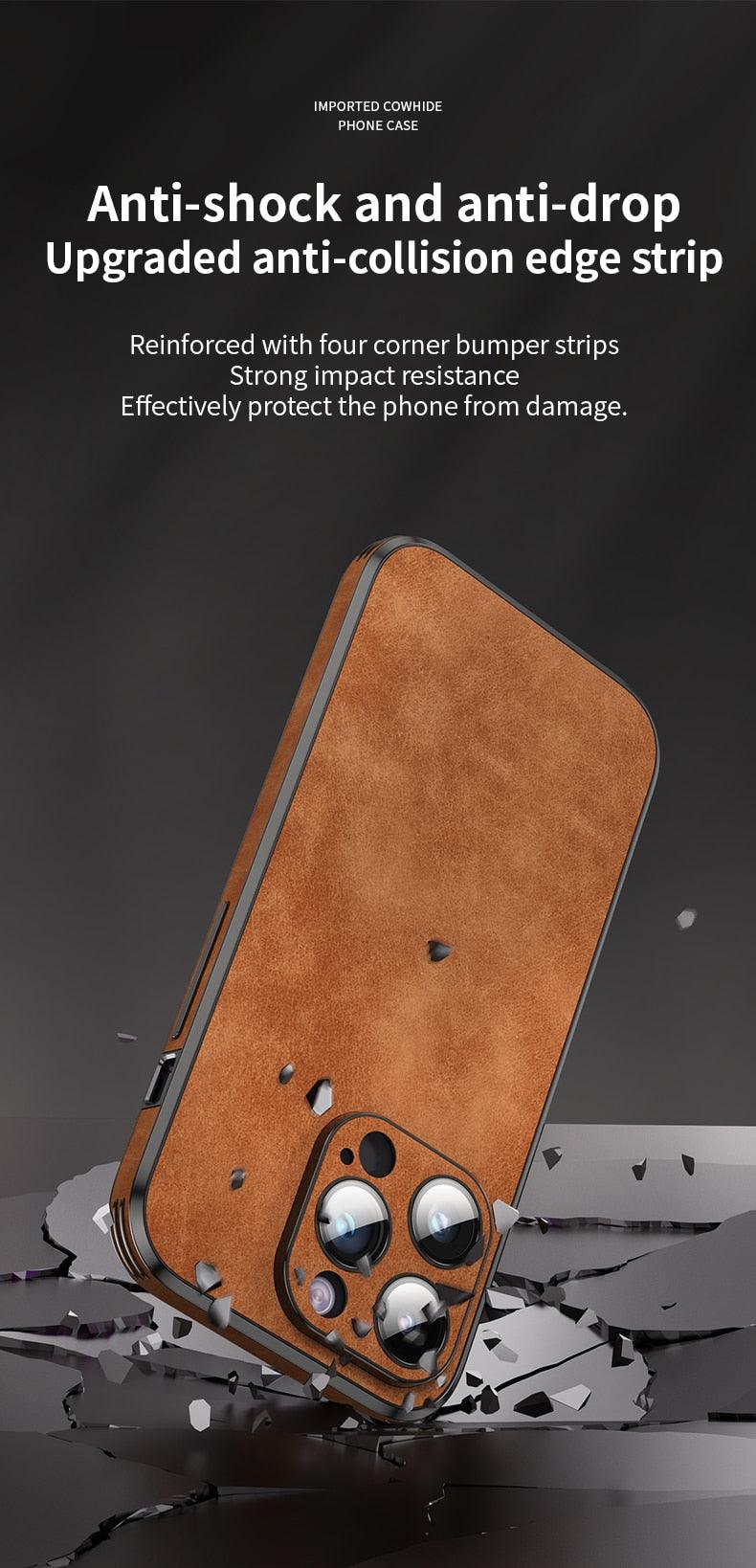 Coque Bumper en Cuir de Luxe pour iPhone 14/13/12/11 Pro Max