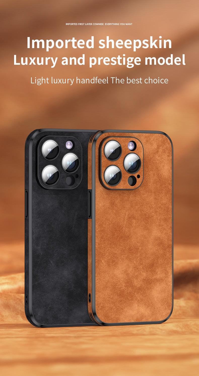 Coque Bumper en Cuir de Luxe pour iPhone 14/13/12/11 Pro Max