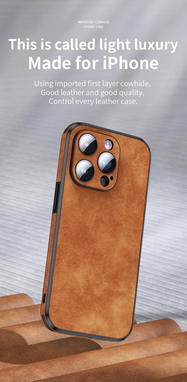 Coque Bumper en Cuir de Luxe pour iPhone 14/13/12/11 Pro Max
