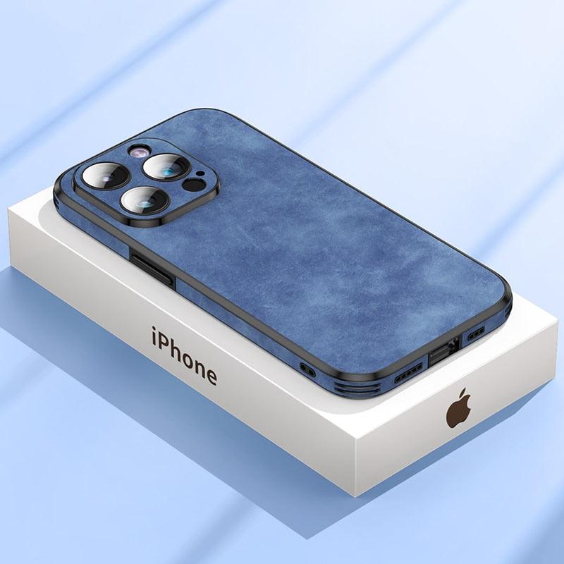 Coque Bumper en Cuir de Luxe pour iPhone 14/13/12/11 Pro Max