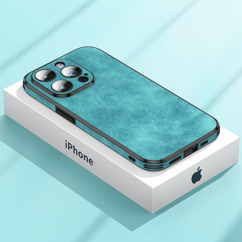 Coque Bumper en Cuir de Luxe pour iPhone 14/13/12/11 Pro Max