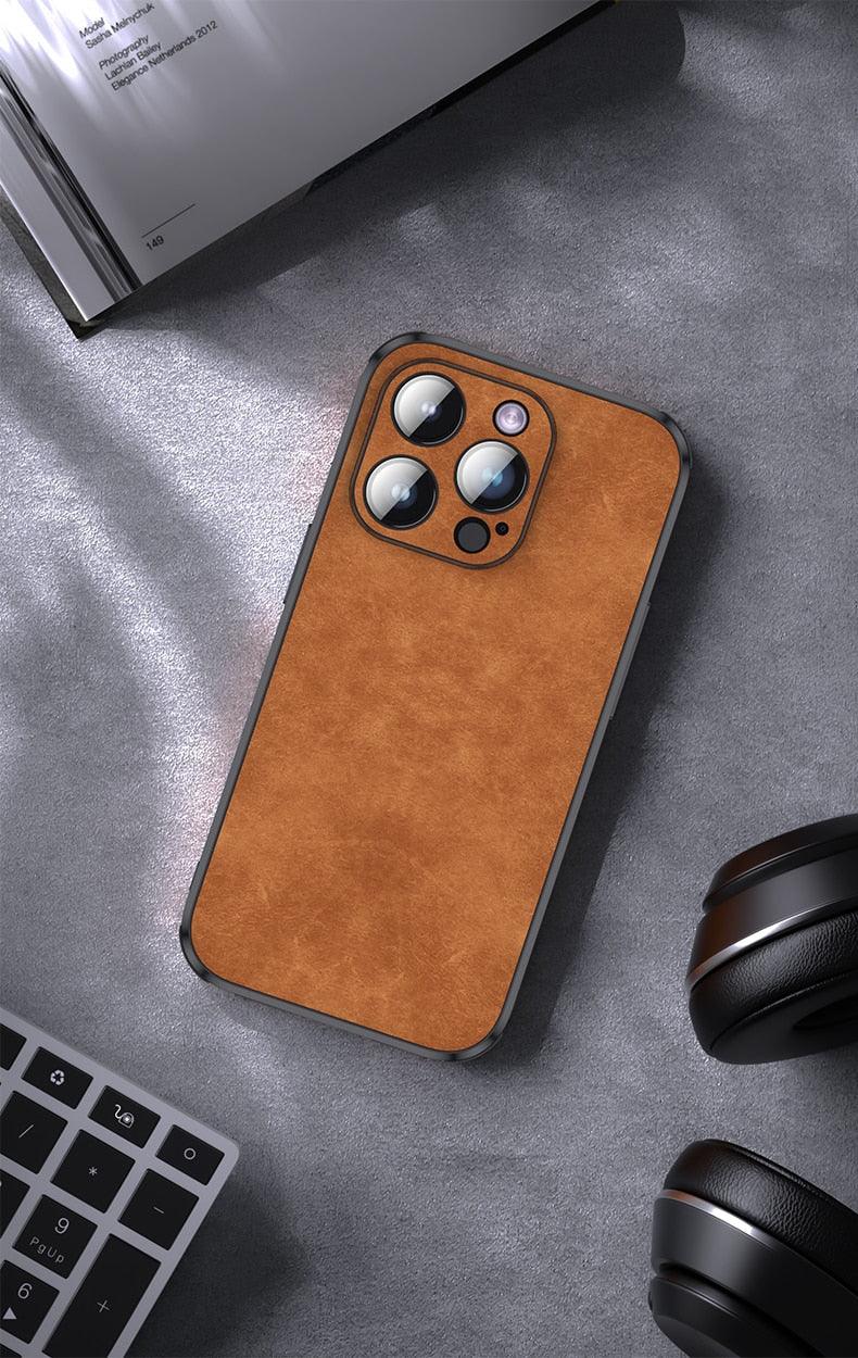 Coque Bumper en Cuir de Luxe pour iPhone 14/13/12/11 Pro Max