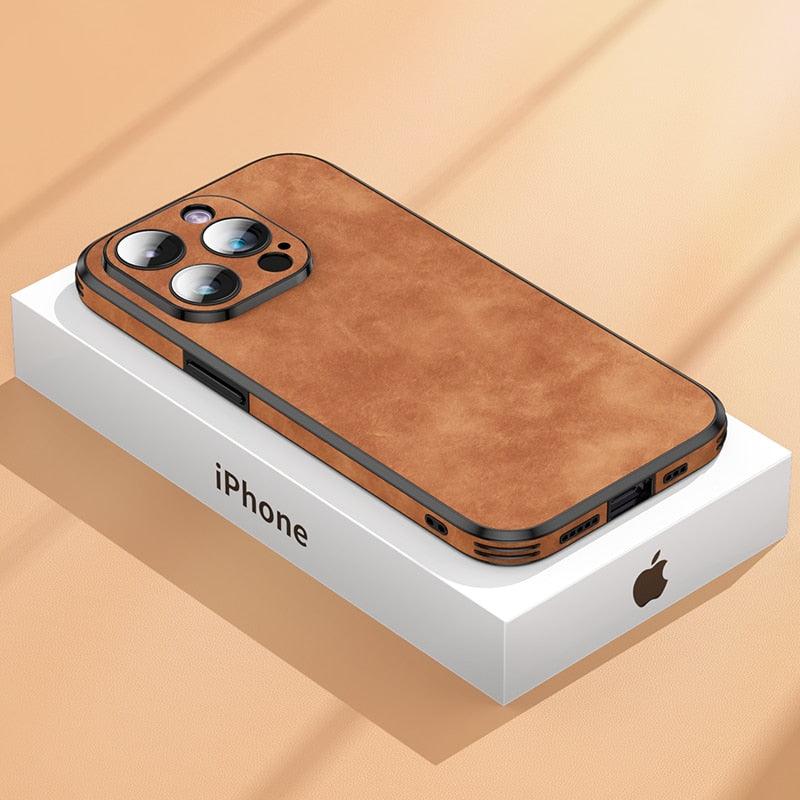 Coque Bumper en Cuir de Luxe pour iPhone 14/13/12/11 Pro Max