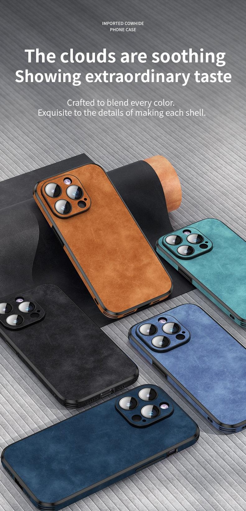 Coque Bumper en Cuir de Luxe pour iPhone 14/13/12/11 Pro Max