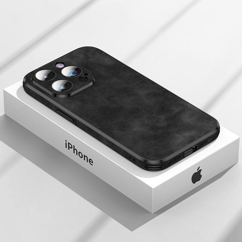 Coque Bumper en Cuir de Luxe pour iPhone 14/13/12/11 Pro Max