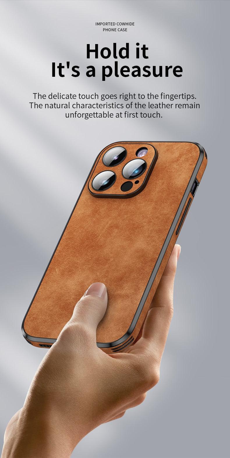 Coque Bumper en Cuir de Luxe pour iPhone 14/13/12/11 Pro Max
