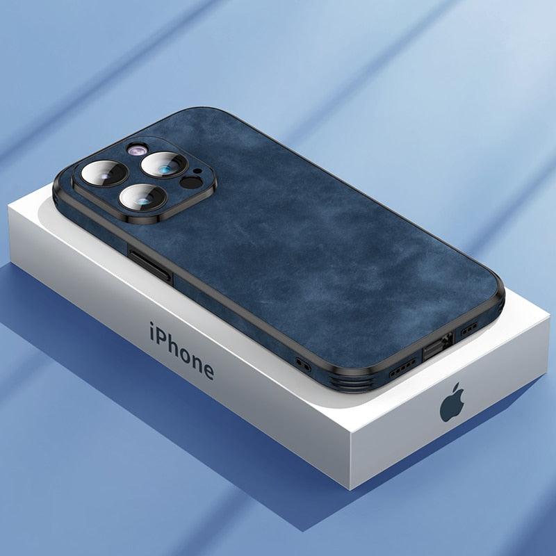 Coque Bumper en Cuir de Luxe pour iPhone 14/13/12/11 Pro Max