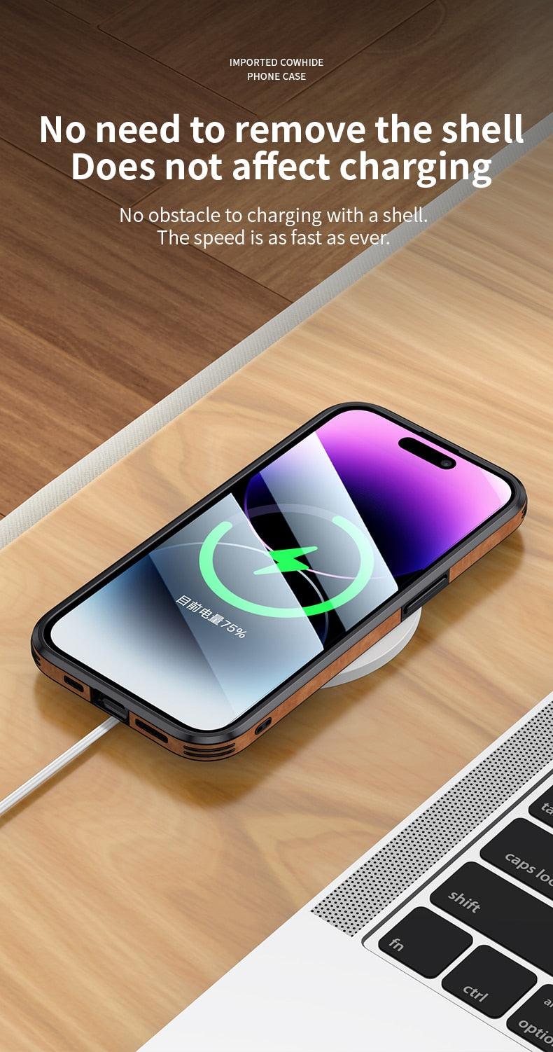 Coque Bumper en Cuir de Luxe pour iPhone 14/13/12/11 Pro Max