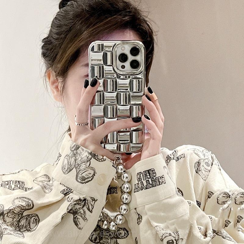 Glamorous Gold-Plated Electroplated Bracelet Case for iPhone - Dazzling Rhinestone Protection - Korvel