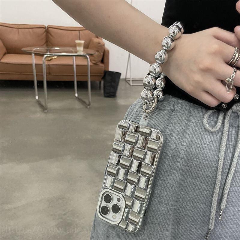 Glamorous Gold-Plated Electroplated Bracelet Case for iPhone - Dazzling Rhinestone Protection - Korvel