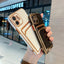 Funda de teléfono de lujo chapada en oro con ranura para tarjetas para iPhone