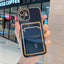 Funda de teléfono de lujo chapada en oro con ranura para tarjetas para iPhone