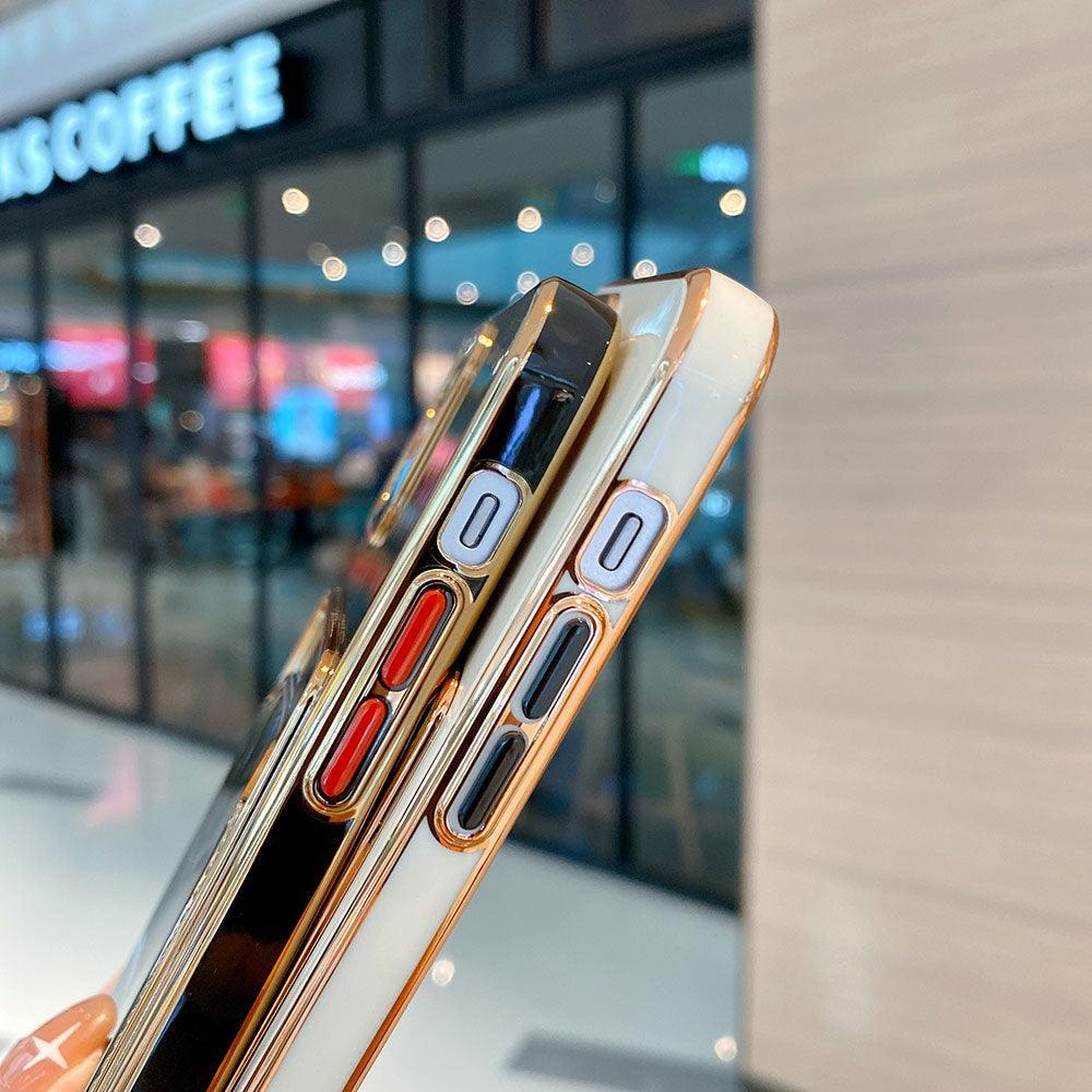 Funda de teléfono de lujo chapada en oro con ranura para tarjetas para iPhone