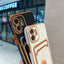 Funda de teléfono de lujo chapada en oro con ranura para tarjetas para iPhone