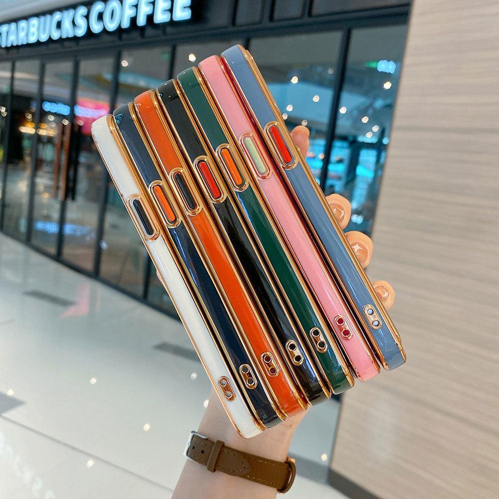 Funda de teléfono de lujo chapada en oro con ranura para tarjetas para iPhone