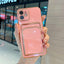 Funda de teléfono de lujo chapada en oro con ranura para tarjetas para iPhone