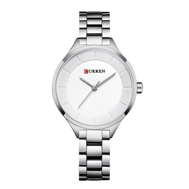 Reloj de Acero Inoxidable de Oro de Lujo para Mujer