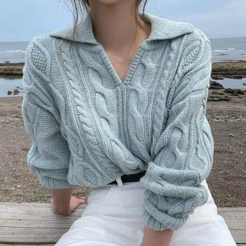 Pull Femme Retro Luxe Kitty - Pull Tricoté Élégant et Décontracté