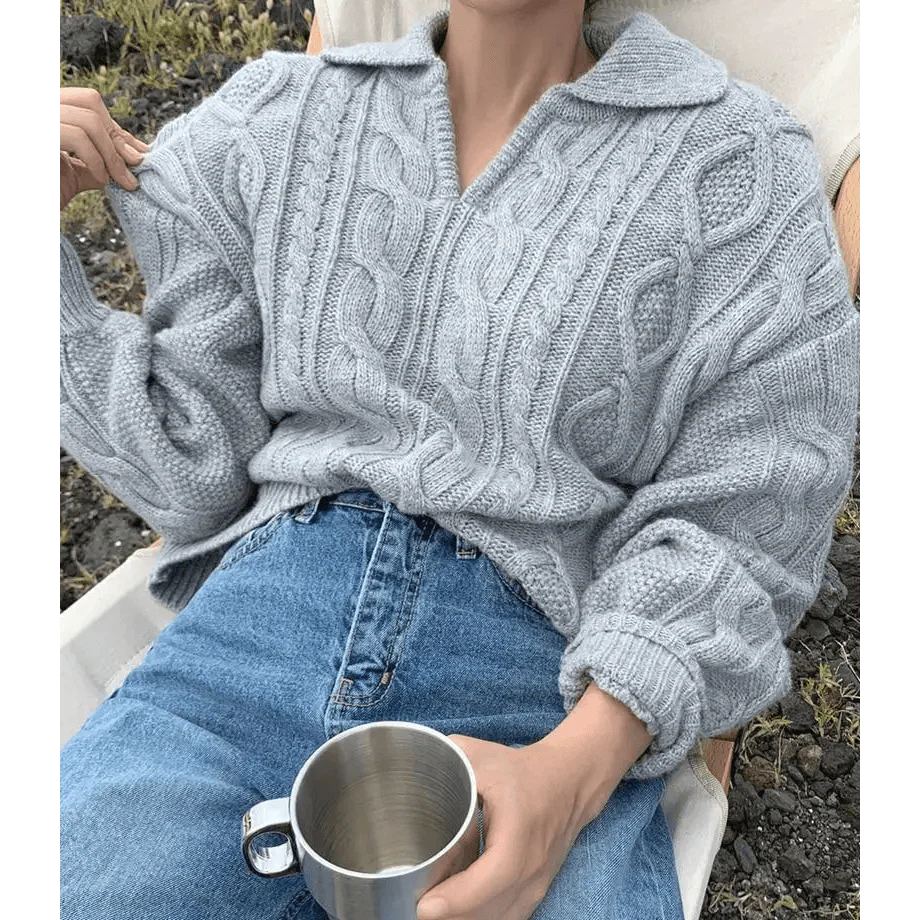 Pull Femme Retro Luxe Kitty - Pull Tricoté Élégant et Décontracté