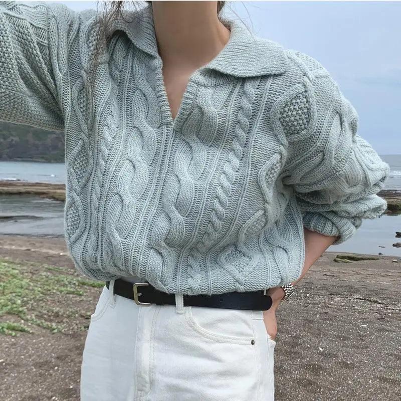 Pull Femme Retro Luxe Kitty - Pull Tricoté Élégant et Décontracté