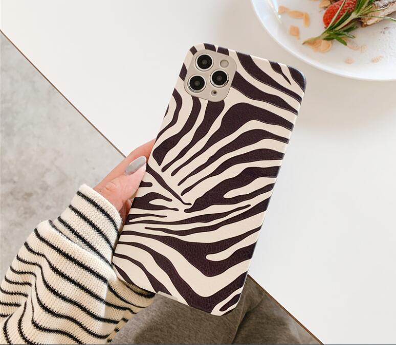 Chic Zebra Print Leather Phone Case for iPhone 14/13/12/11 - Stylish & Protective - Korvel
