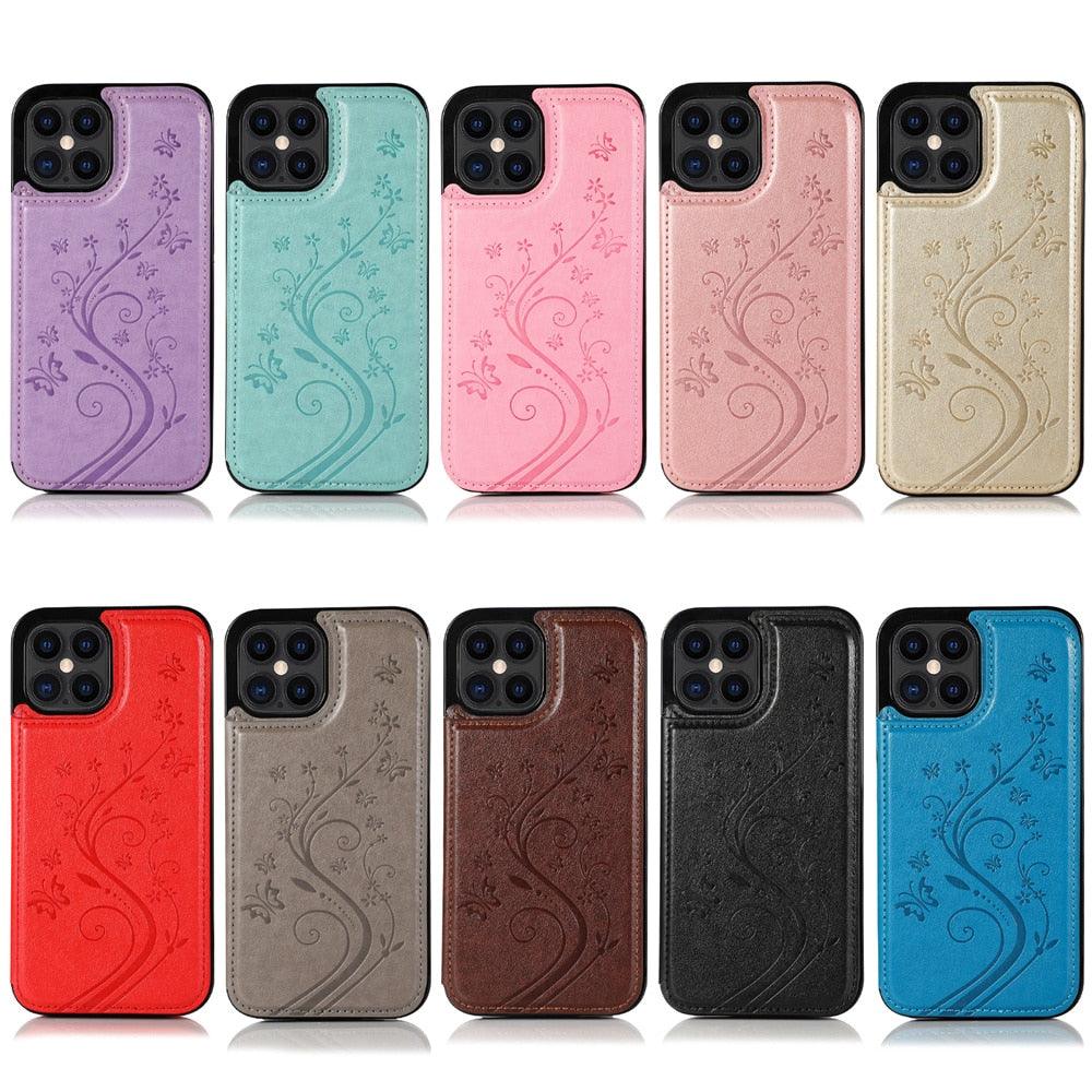 Étui de portefeuille en cuir de luxe pour iPhone 14/13/12 Pro