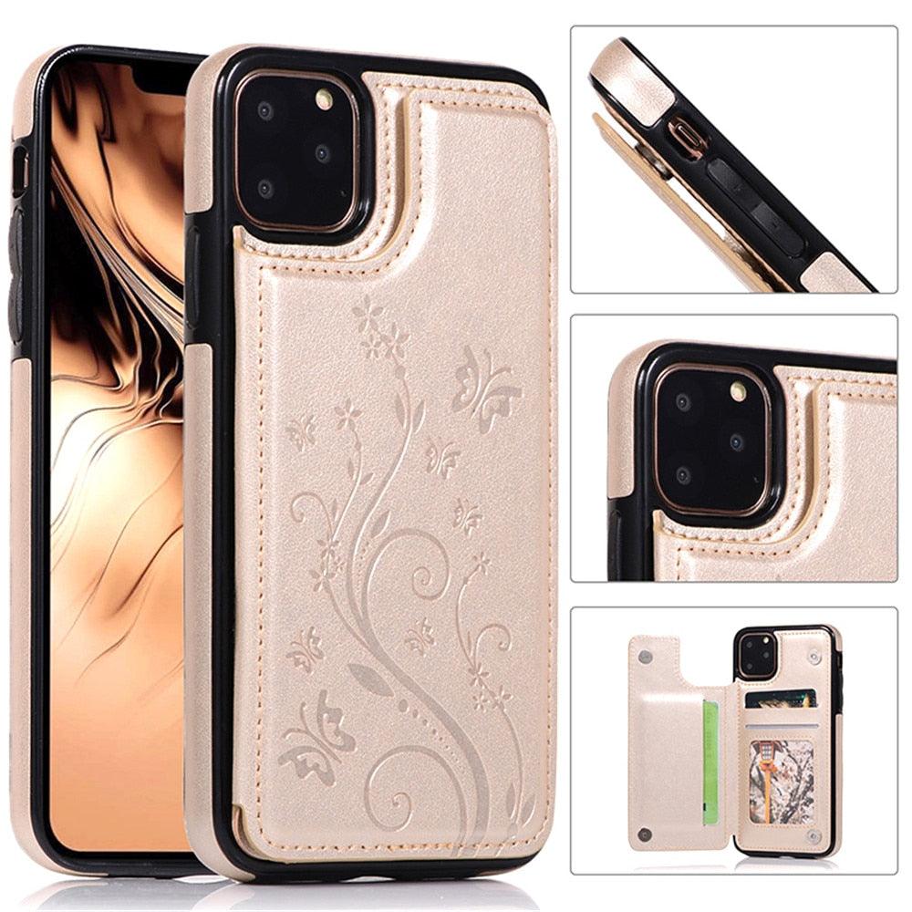 Étui de portefeuille en cuir de luxe pour iPhone 14/13/12 Pro
