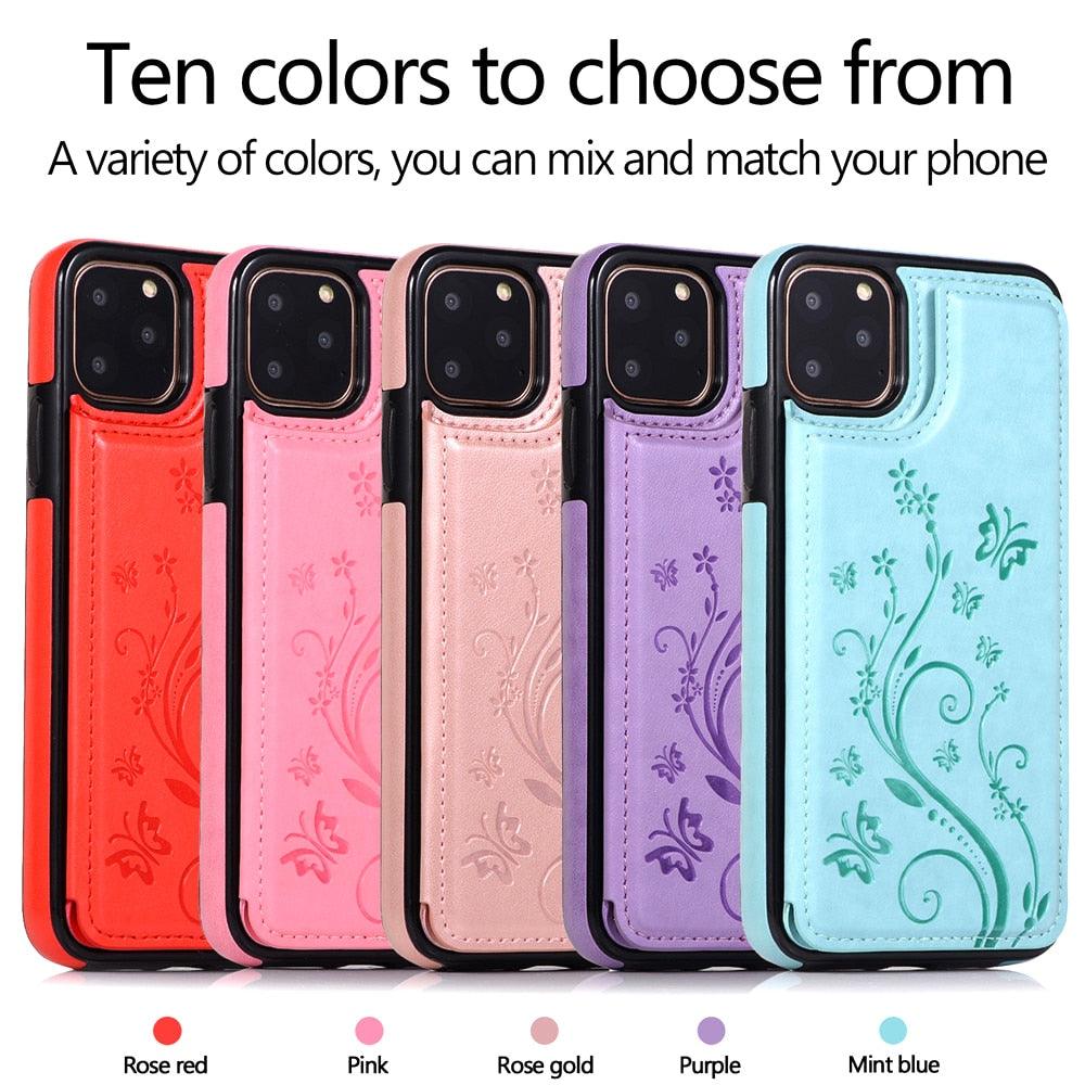 Étui de portefeuille en cuir de luxe pour iPhone 14/13/12 Pro