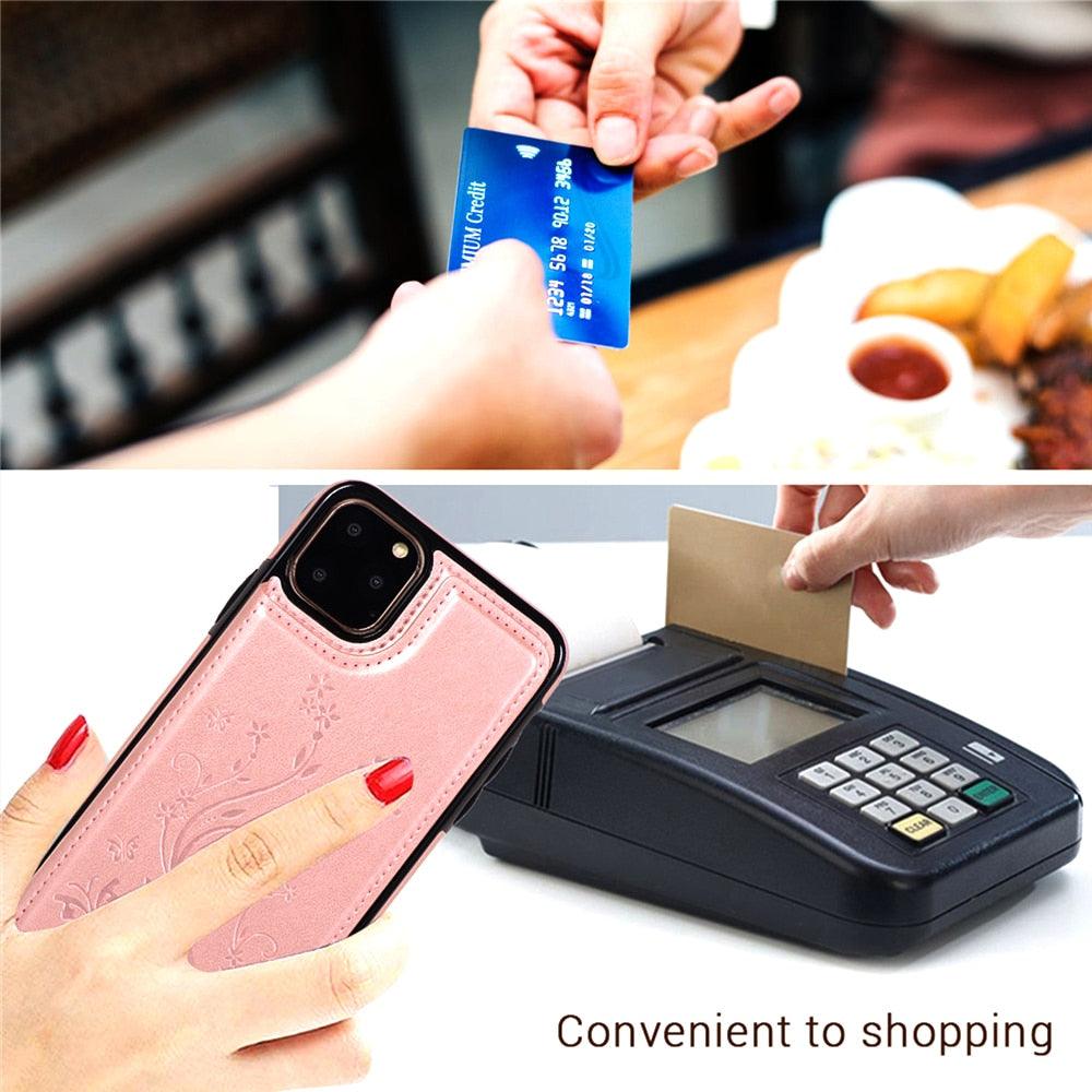 Étui de portefeuille en cuir de luxe pour iPhone 14/13/12 Pro