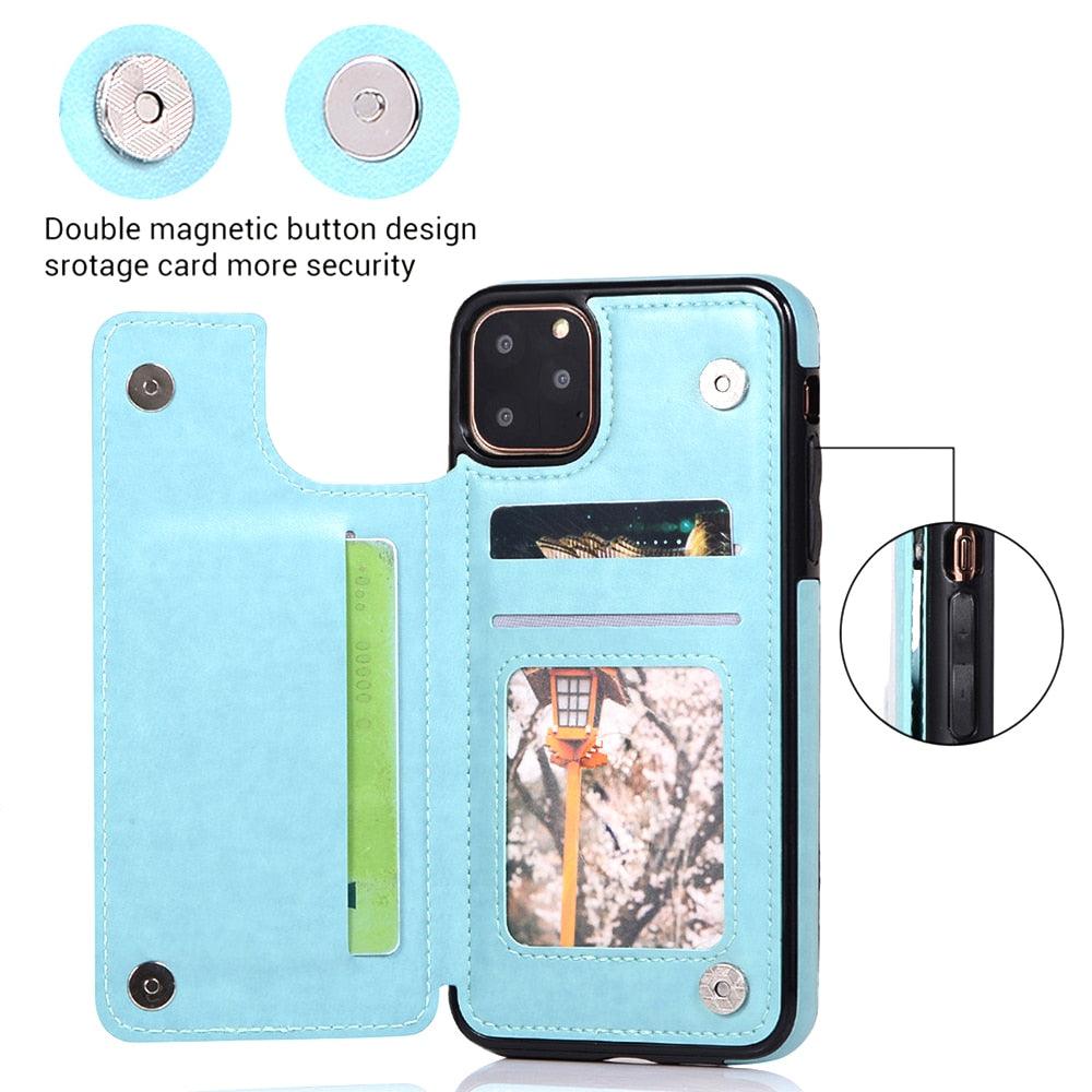 Étui de portefeuille en cuir de luxe pour iPhone 14/13/12 Pro
