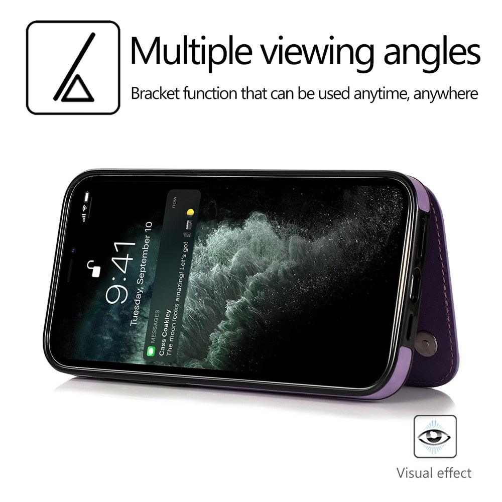 Étui de portefeuille en cuir de luxe pour iPhone 14/13/12 Pro