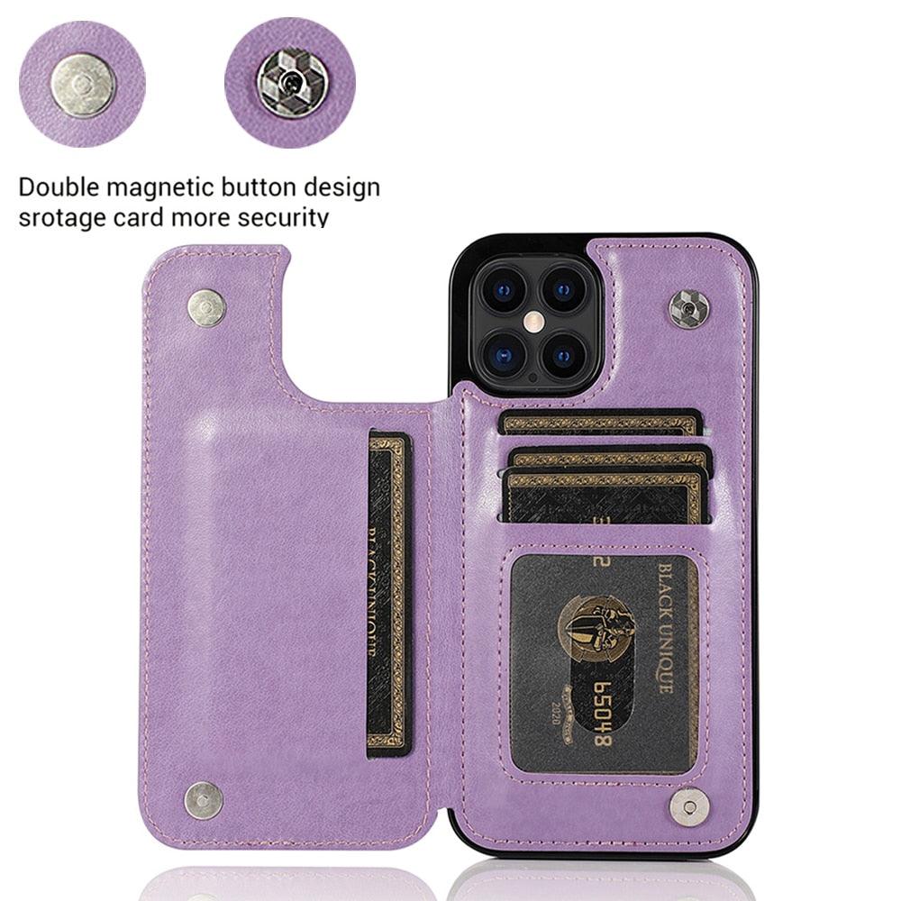 Étui de portefeuille en cuir de luxe pour iPhone 14/13/12 Pro