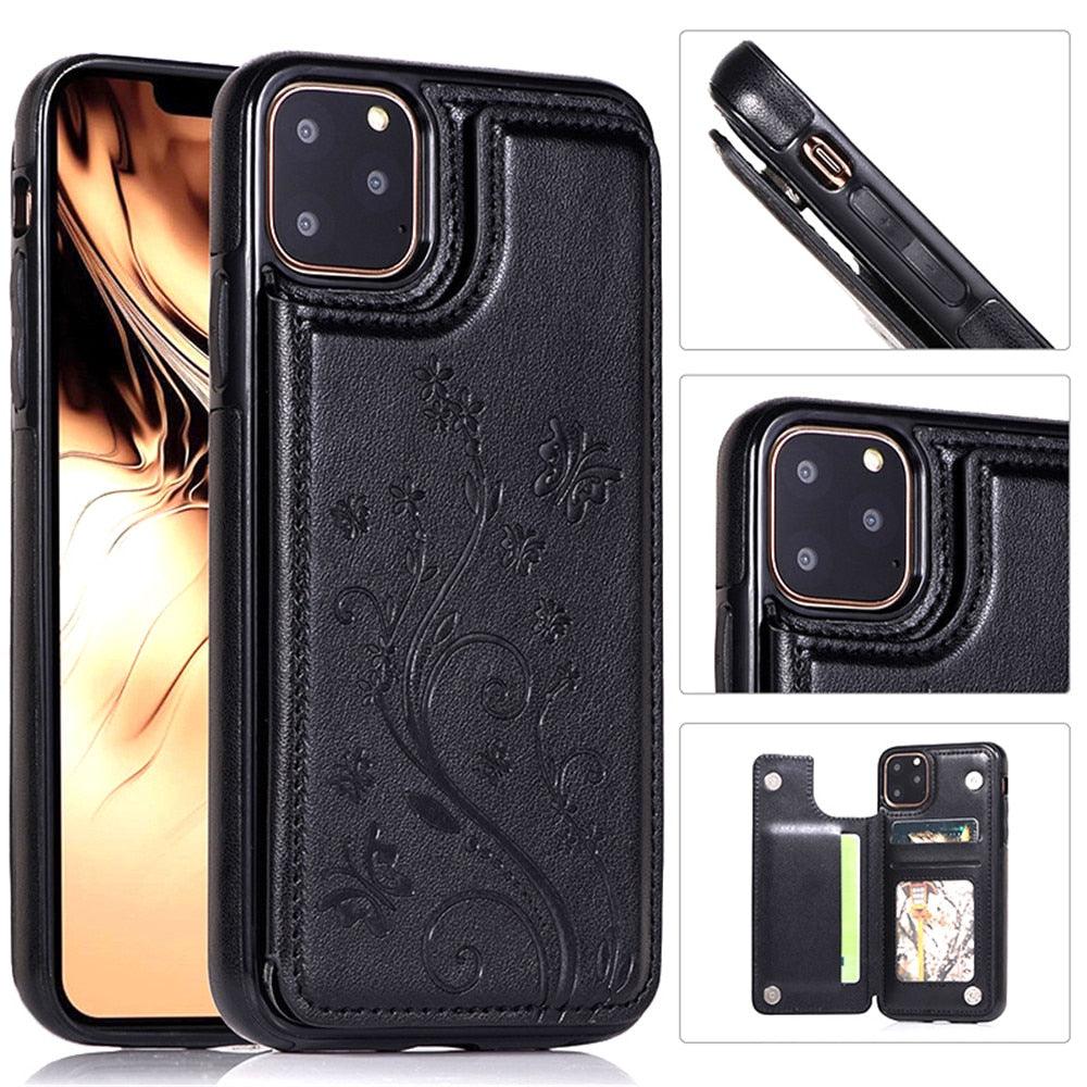 Étui de portefeuille en cuir de luxe pour iPhone 14/13/12 Pro