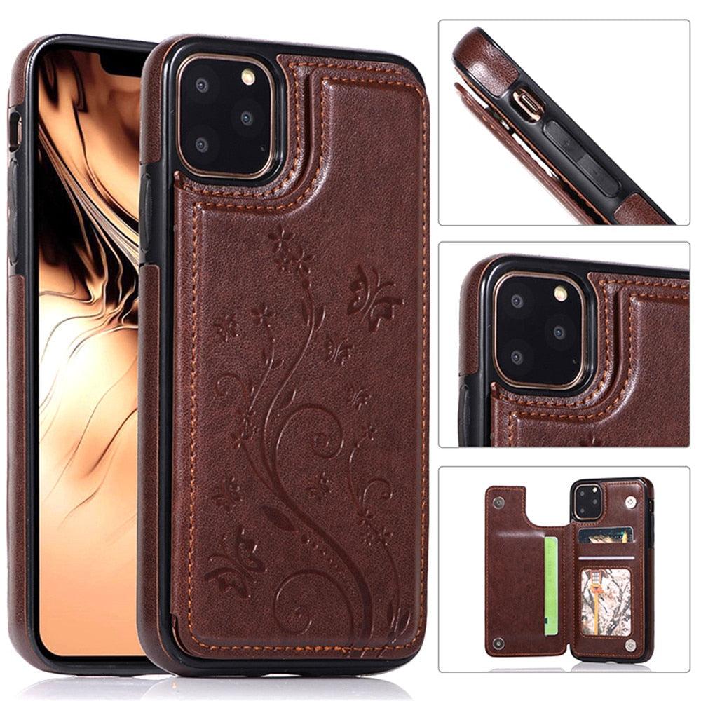 Étui de portefeuille en cuir de luxe pour iPhone 14/13/12 Pro