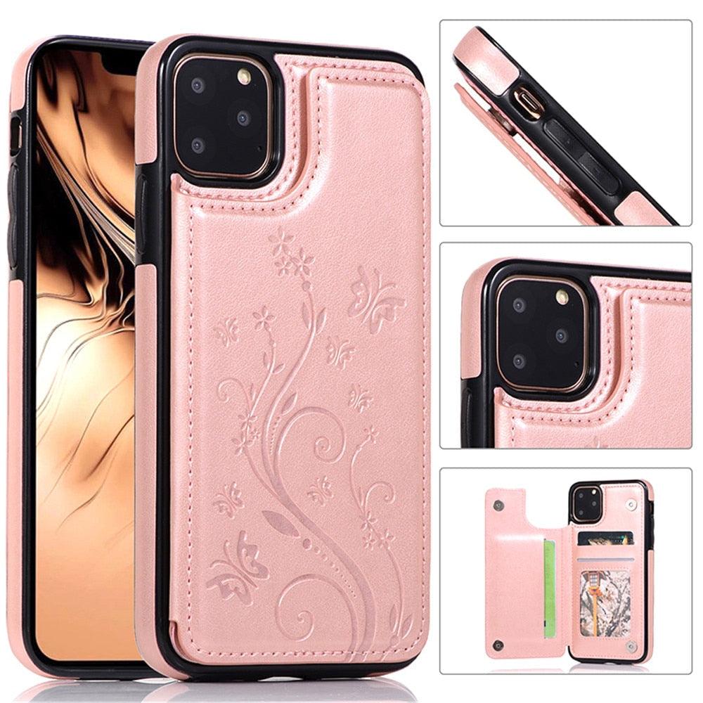 Étui de portefeuille en cuir de luxe pour iPhone 14/13/12 Pro