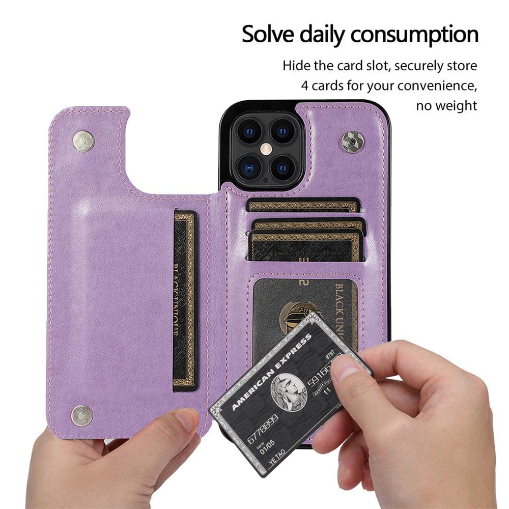 Étui de portefeuille en cuir de luxe pour iPhone 14/13/12 Pro
